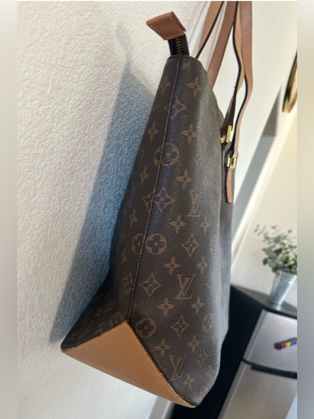 Brown Monogram Canvas Tote in Brown and Tan - Picture 2 of 9